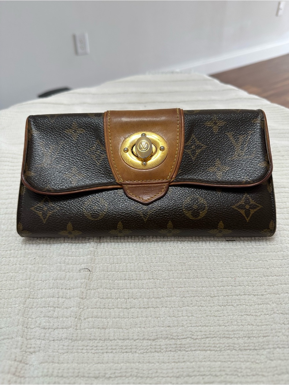 Louis Vuitton Monogram Canvas Brown and Tan Turn-Lock Wallet